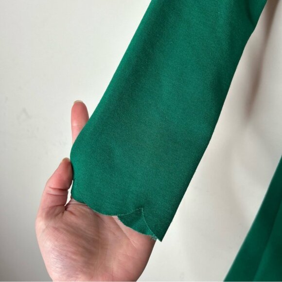 LULU's Cumulonimbus Clouds Magenta Skater Dress Green Ponte Scalloped hem XS - Picture 12 of 16